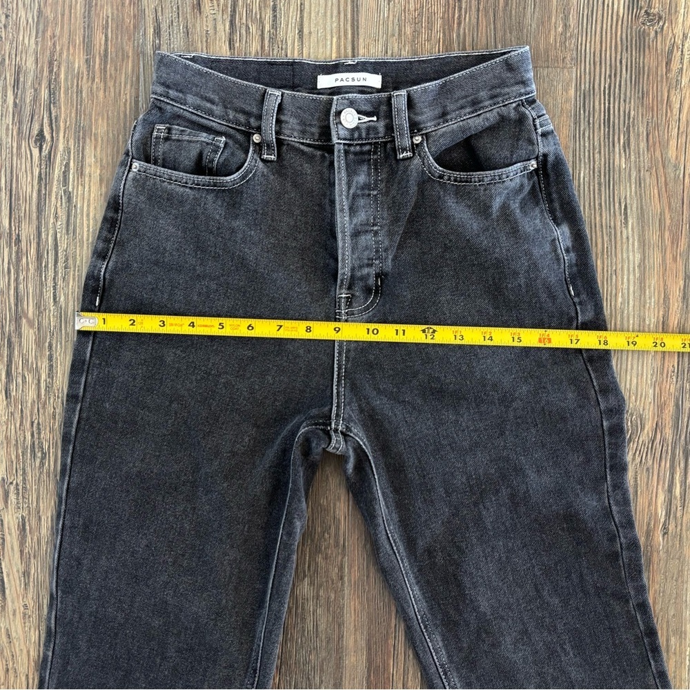 PacSun High Rise Bootcut Jeans Womens 25 Button Fly Faded Black Denim Cotton - Picture 8 of 13